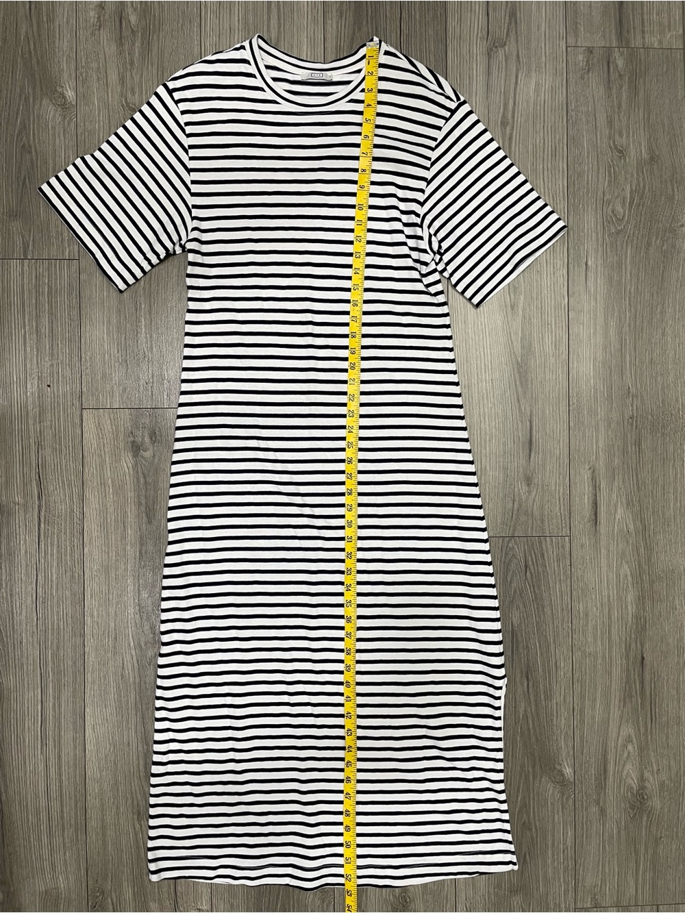 AYR The Oui-Peat Dress Weekend Jaunt Stripe in Black White Stripe Large - Picture 4 of 6